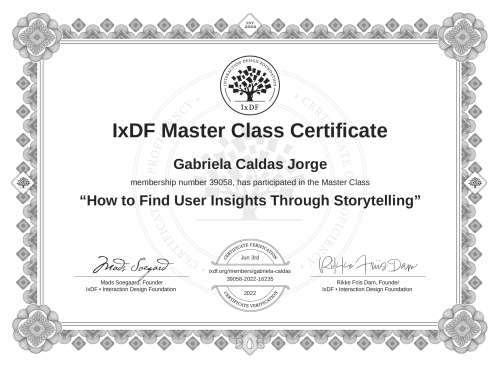 How to Find User Insights Through Storytelling certificate