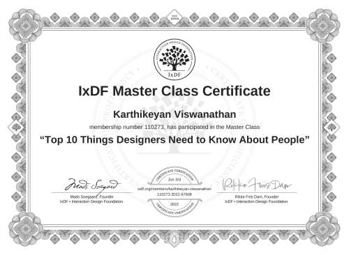 Top 10 Things Designers Need to Know About People certificate