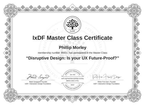 Disruptive Design: Is your UX Future-Proof? certificate