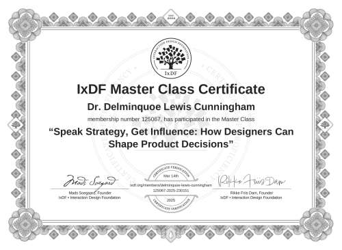 Speak Strategy, Get Influence: How Designers Can Shape Product Decisions certificate