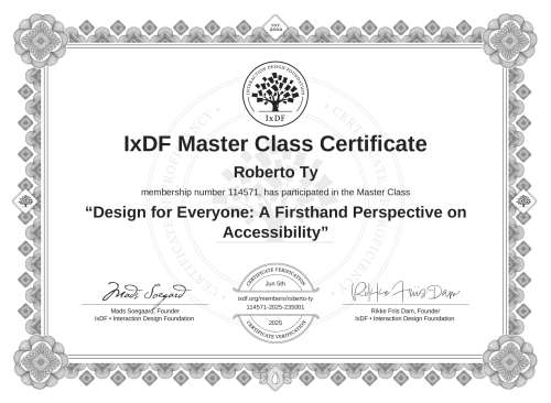 Design for Everyone: A Firsthand Perspective on Accessibility certificate