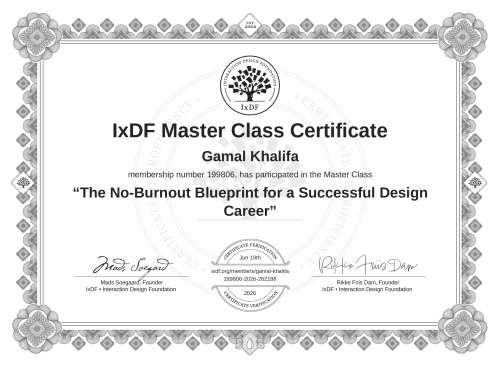 The No-Burnout Blueprint for a Successful Design Career certificate
