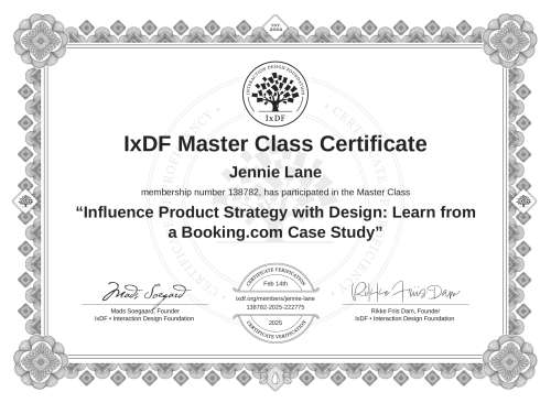 Influence Product Strategy with Design: Learn from a Booking.com Case Study certificate