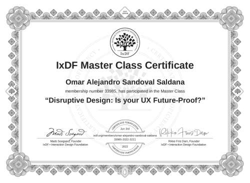 Disruptive Design: Is your UX Future-Proof? certificate