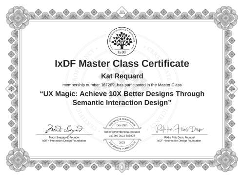 UX Magic: Achieve 10X Better Designs Through Semantic Interaction Design certificate
