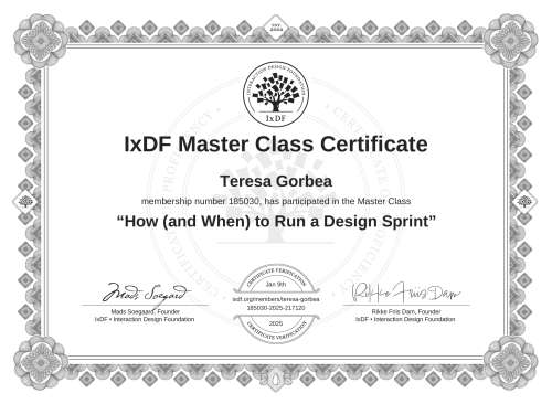 How (and When) to Run a Design Sprint certificate