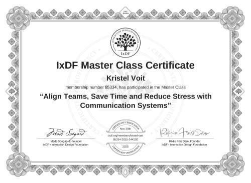 Align Teams, Save Time and Reduce Stress with Communication Systems certificate