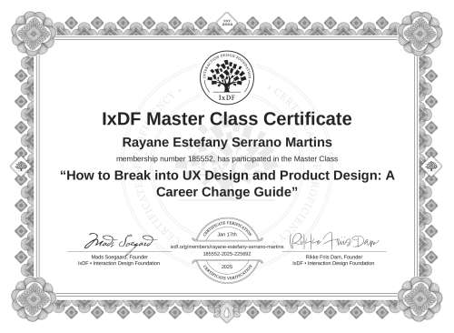 How to Break into UX Design and Product Design: A Career Change Guide certificate