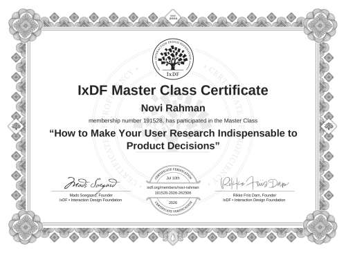 How to Make Your User Research Indispensable to Product Decisions certificate