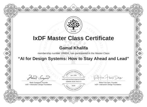 AI for Design Systems: How to Stay Ahead and Lead certificate