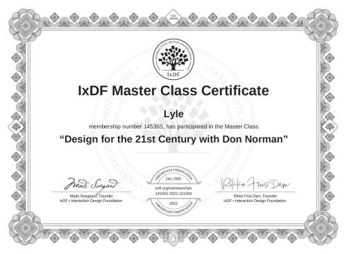 Design for the 21st Century with Don Norman certificate