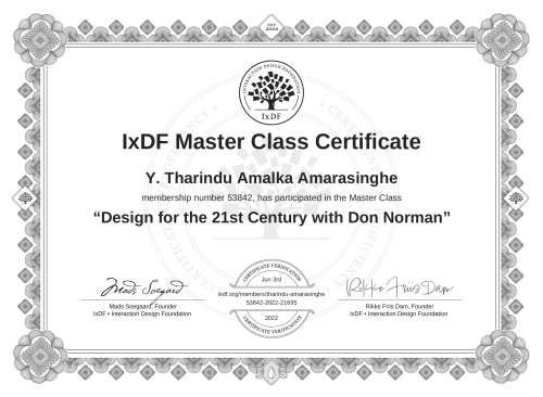 Design for the 21st Century with Don Norman certificate