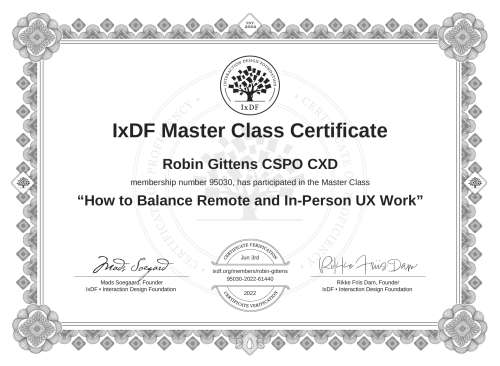 How to Balance Remote and In-Person UX Work certificate
