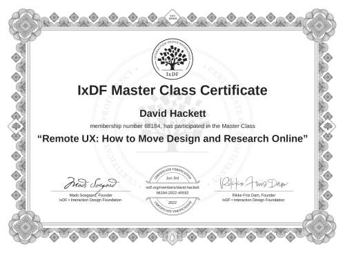 Remote UX: How to Move Design and Research Online certificate