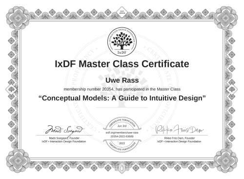 Conceptual Models: A Guide to Intuitive Design certificate
