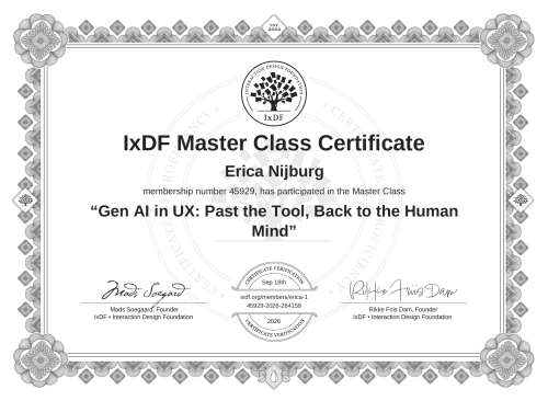 Gen AI in UX: Past the Tool, Back to the Human Mind certificate
