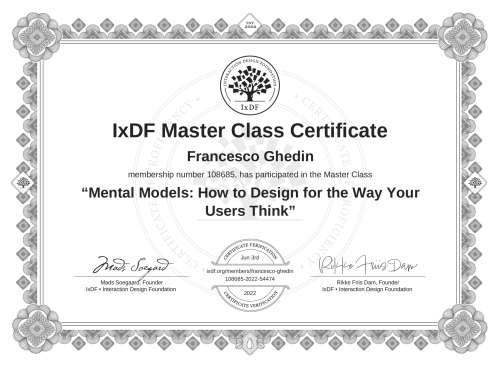 Mental Models: How to Design for the Way Your Users Think certificate