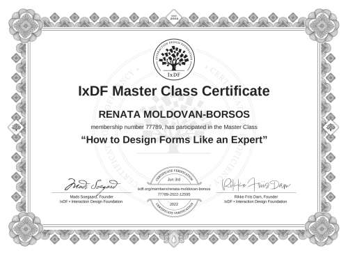 How to Design Forms Like an Expert certificate