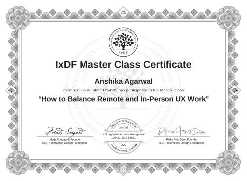 How to Balance Remote and In-Person UX Work certificate