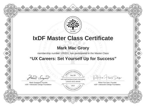 UX Careers: Set Yourself Up for Success certificate