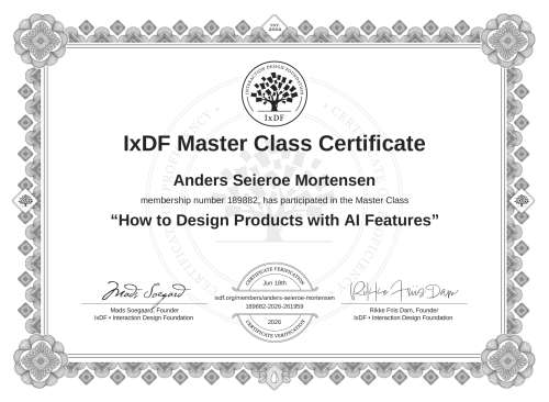How to Design Products with AI Features certificate