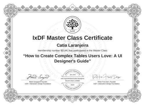How to Create Complex Tables Users Love: A UI Designer's Guide certificate