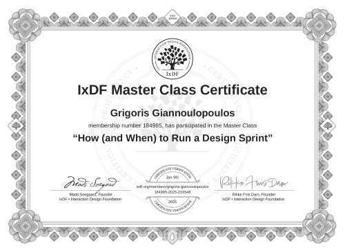 How (and When) to Run a Design Sprint certificate