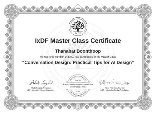 Conversation Design: Practical Tips for AI Design certificate