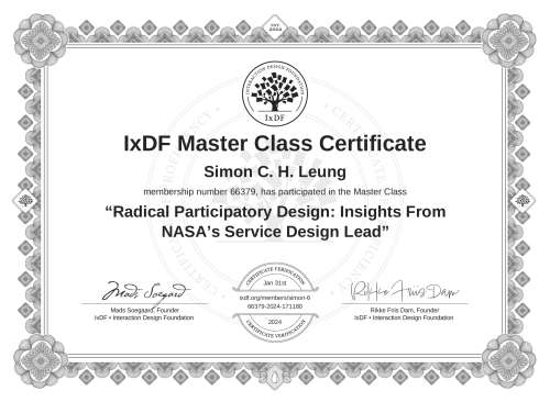 Radical Participatory Design: Insights From NASA’s Service Design Lead certificate