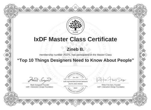 Top 10 Things Designers Need to Know About People certificate