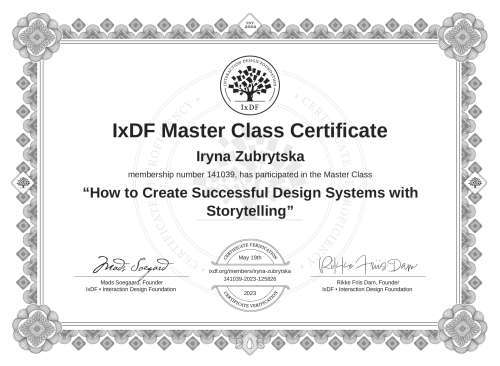 How to Create Successful Design Systems with Storytelling certificate