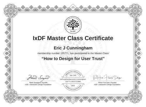 How to Design for User Trust certificate