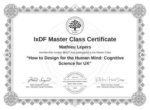 How to Design for the Human Mind: Cognitive Science for UX certificate
