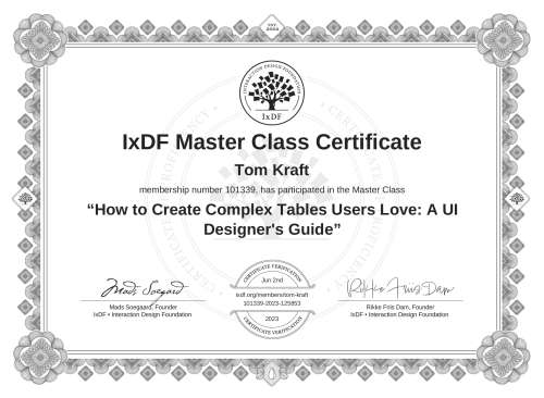 How to Create Complex Tables Users Love: A UI Designer's Guide certificate