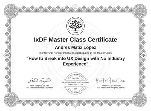 How to Break into UX Design with No Industry Experience certificate