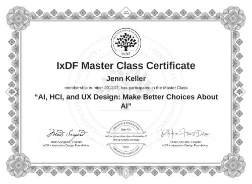 AI, HCI, and UX Design: Make Better Choices About AI certificate