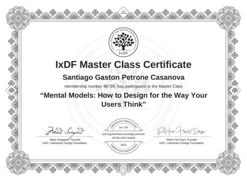 Mental Models: How to Design for the Way Your Users Think certificate