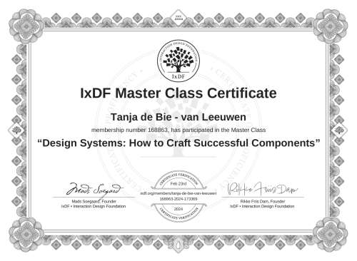 Design Systems: How to Craft Successful Components certificate