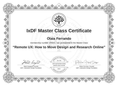 Remote UX: How to Move Design and Research Online certificate