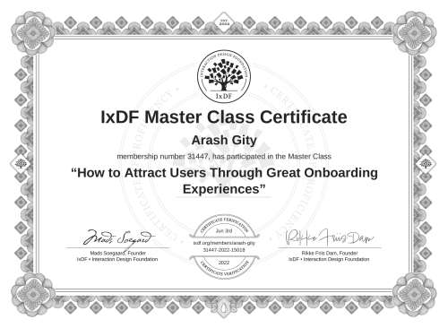 How to Attract Users Through Great Onboarding Experiences certificate