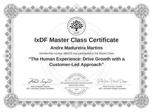 The Human Experience: Drive Growth with a Customer-Led Approach certificate