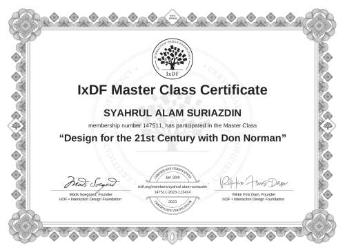 Design for the 21st Century with Don Norman certificate
