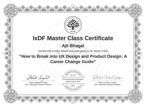 How to Break into UX Design and Product Design: A Career Change Guide certificate