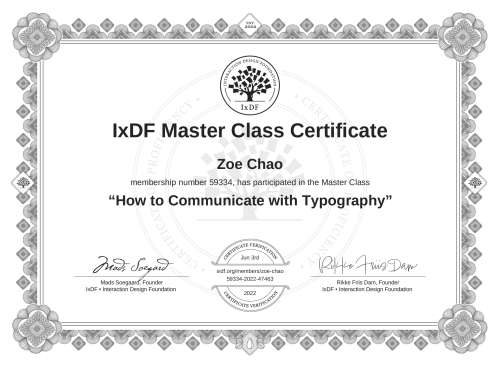 How to Communicate with Typography certificate