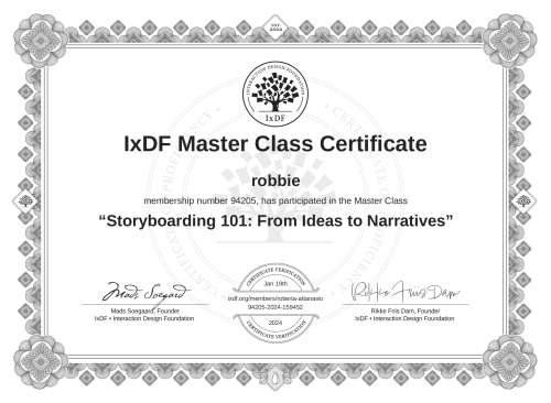 Storyboarding 101: From Ideas to Narratives certificate