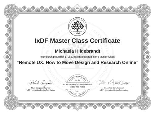 Remote UX: How to Move Design and Research Online certificate