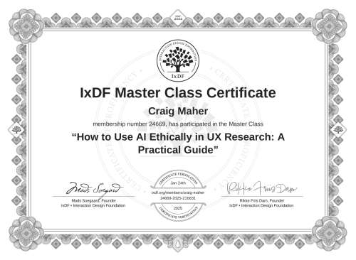 How to Use AI Ethically in UX Research: A Practical Guide certificate