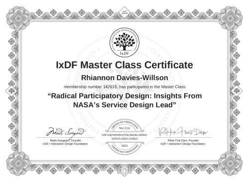 Radical Participatory Design: Insights From NASA’s Service Design Lead certificate