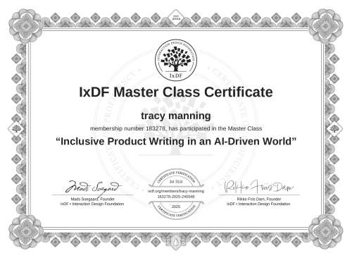 Inclusive Product Writing in an AI-Driven World certificate