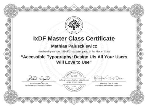 Accessible Typography: Design UIs All Your Users Will Love to Use certificate